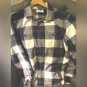Mens Plaid Cotton Shirt in White, Navy & Gray